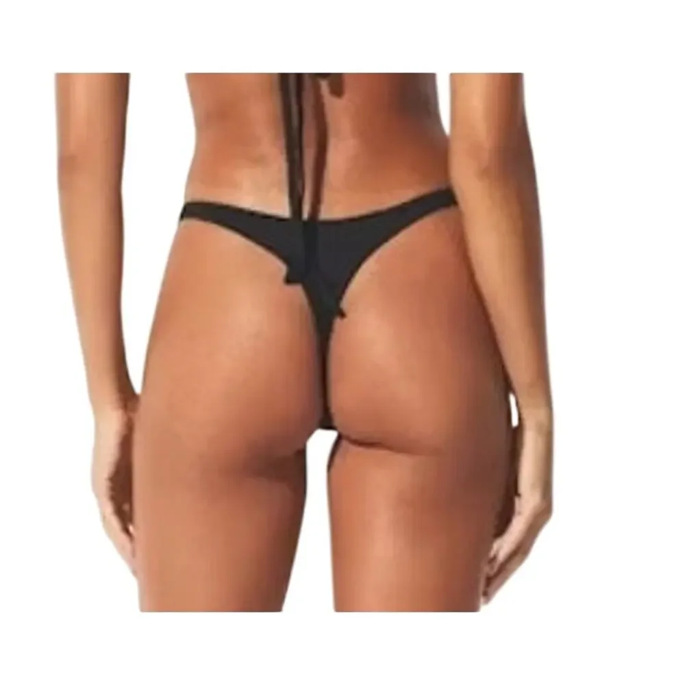 Nwt SKIMS Signature Swim Thong Bikini Bottom Onyx Black Size M